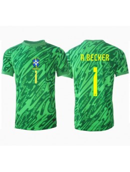 Brasilien Alisson Becker #1 Målvakt Replika Hemmakläder Copa America 2024 Kortärmad